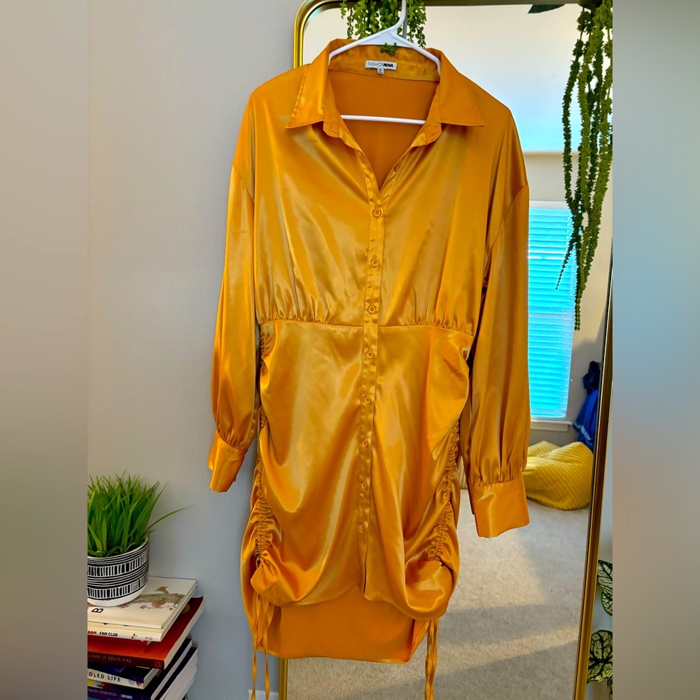 Fashion Nova Satin Gold Dress
